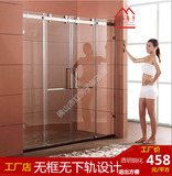 定制不锈钢浴室门卫生间玻璃隔断屏风淋浴房一字型卫浴门玻璃移门