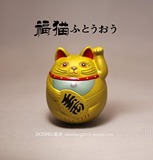 日本全新正版盒装 金色招财猫 不倒翁 吉祥卡通小猫 玩偶公仔摆件