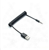 USB转3.5公音频线 车载功放手机连接线 蓝牙耳机MP3充电弹簧数据