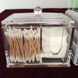 高档大号棉签盒 欧式透明亚克力化妆棉盒水晶化妆品收纳盒储物盒