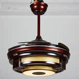 中式复古LED隐形扇吊扇灯 折叠伸宿餐厅风扇灯简约时尚客厅吊扇灯