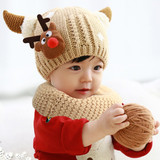韩版婴儿帽子冬天6-12个月宝宝帽子秋冬款男女童冬帽加绒毛线帽子