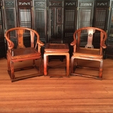 中式仿古红木微型家具皇宫椅三件套*红酸枝圈椅木雕摆件