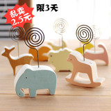 韩国创意木质 桌面动物明信片木马留言夹/便签夹子照片相片夹 8款