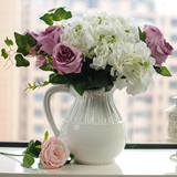 热销欧式高档白色陶瓷花瓶摆件样板房餐桌茶几 单耳 美式花器包邮
