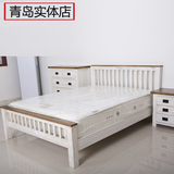 青岛实体店特价纯实木床橡木地中海白橡室家双人床进口卧室家具