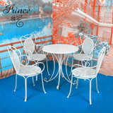 欧式铁艺阳台桌椅三件套餐饮咖啡店桌椅户外休闲圆桌茶几桌椅组合