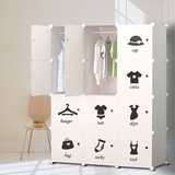 国靖衣柜实木纹现代简约折叠组合家具创意单人卧室儿童收纳柜衣橱