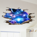 3D立体墙贴纸贴画天花板客厅墙壁纸装饰自粘个性梦幻星空宇宙星球