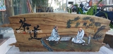 禅意画手绘画茶道原木挂画复古风化木板画中式茶馆茶楼装饰壁画