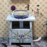 特价小户型韩式美式乡村田园彩绘做旧洗手台盆组合地中海浴室柜