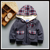 男宝宝外套秋冬装加厚双层拉毛羊羔绒卫衣连帽儿童婴幼儿0-1外贸