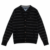 Tommy Hilfiger美国代购男装 汤米V领长袖毛衣 条纹针织开衫外套
