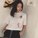 阿里巴巴批发网女装夏装春口袋贴布中袖T恤体恤短袖衣服韩国韩版