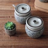 川岛屋 日式青花陶瓷调味罐 创意厨房用品糖罐 盐罐 调料罐1个