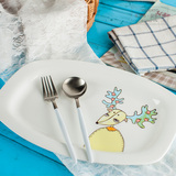 蒸鱼盘长方形餐具陶瓷器12寸鱼盘子卡通创意西餐餐盘菜盘碟子家用