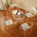 小藤椅子茶几三件套五件套白色铁艺简约户外休闲阳台桌椅组合特价