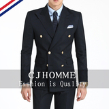 CJHOMME男士正装修身商务英伦港风时尚西服外套小西装有套装130单