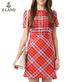 ELAND韩国衣恋夏季新品女格纹显瘦连衣裙EEOW42301O专柜正品
