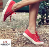 代购SUPERGA帆布鞋休伯家2750女鞋平底增高男鞋低帮系带红色板鞋