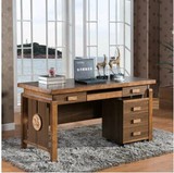 现代中式橡木实木书桌 中格家用台式电脑桌办公桌1.5米写字台特价