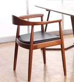 复古宜家欧式餐椅loft做旧咖啡椅椅子实木吧台靠背椅带扶手休闲椅