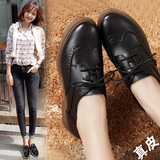 夏天韩版布洛克系带单鞋黑色平跟学生牛津小皮鞋英伦学院风女鞋潮