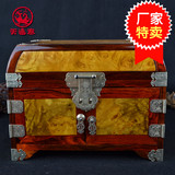 黄金樟大红酸枝珠宝首饰盒独板实用红木雕家具摆件工艺礼品百宝箱