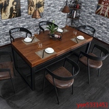 主题餐厅桌椅组合铁艺复古餐饮饭店奶茶店咖啡厅桌西餐厅实木餐桌