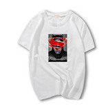 潮牌新品超人大战蝙蝠侠T恤影视超级英雄男女情侣大码纯棉短袖T恤