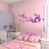可爱女人花童房卡通床头创意画亚克力水晶3D立体墙贴卧室电视背景