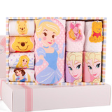 迪士尼Disney毛巾 可爱公主9件套毛巾礼盒 纯棉婴儿童浴巾套装