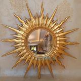 欧式太阳镜子 KTV酒店客厅玄关装饰镜框 圆形防水壁挂卫浴镜子