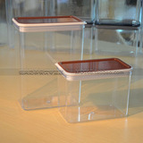 塑料方形密封罐 透明储物罐 果粉盒咖啡奶茶店方豆桶 加厚 包邮