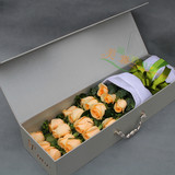 北京鲜花速递香槟红玫瑰花进口高档礼盒鲜花上海母亲节全国送花