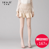 HONB红贝缇秋季新款甜美高腰荷叶边鱼尾显瘦蕾丝短半身裙Q43036
