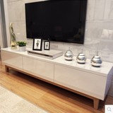 电视柜白色烤漆实木组合创意宜家现代客厅 简约北欧风格电视地柜