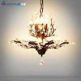 美式水晶铁艺吊灯 欧式地中海乡村餐厅卧室树枝创意复古温馨灯具