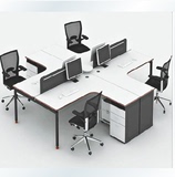简约现代办公桌4人椅钢架员工桌拐角职工组合工作位办公家具弧形