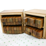 Funnyman韩国古老木盒印章图章木质字母印章组 日记本DIY装饰印章