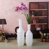 细口北欧风格 白色陶瓷花瓶客厅装饰浮雕工艺品创意花瓶结婚摆件