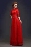 婚礼旗袍裙新娘敬酒服时尚红色中式结婚礼服女长款显瘦qipao冬装