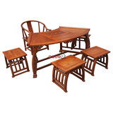 特价功夫茶桌新款扇形茶桌椅组合圆形小茶台实木仿古雕花榆木茶几