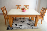 大理石餐桌椅组合简约现代小户型餐厅实木纹长方形饭桌 橡木特价