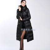2015冬装新款超长款羽绒服女过膝修身显瘦中长款加厚直筒黑色大衣