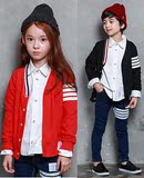 韩国进口童装代购2016秋款男童女童儿童大童简约开衫外套