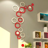 创意圆形墙贴波尔卡圆形木质立体墙面装饰贴客厅卧室创意墙饰贴
