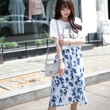 大学生连衣裙夏季新款韩版女装甜美气质修身收腰显瘦中长款裙子潮