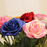高仿真花保湿手感玫瑰单枝花假花装饰花客厅简约摆设绢花塑料花