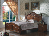 厂家直销欧式双人大床1米8全实木婚床美式乡村仿古楸木卧室家具
